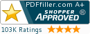 The PDFfiller rating at Shopper Approved review platform